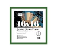Almost Frameless 16x16 Picture Frame, Display Pictures 15x15 With Mat or 16x16 Without Mat, Wall Hanging Photo Frame, Green, 1 Pack