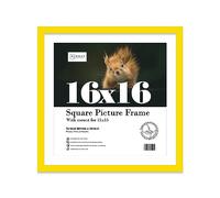 Almost Frameless 16x16 Picture Frame, Display Pictures 15x15 With Mat or 16x16 Without Mat, Wall Hanging Photo Frame, Yellow, 1 Pack