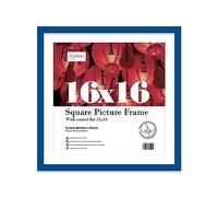 Almost Frameless 16x16 Picture Frame, Display Pictures 15x15 With Mat or 16x16 Without Mat, Wall Hanging Photo Frame, Blue, 1 Pack