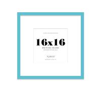 Almost Frameless 16x16 Square Picture Frame, Display Pictures 13x13 With Mat or 16x16 Without Mat, Wall Hanging & Free Standing Photo Frame, Turquoise, 1 Pack