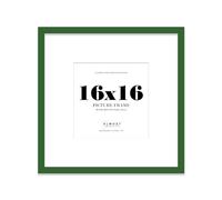 Almost Frameless 16x16 Square Picture Frame, Display Pictures 13x13 With Mat or 16x16 Without Mat, Wall Hanging & Free Standing Photo Frame, Green, 1 Pack