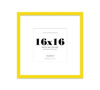Almost Frameless 16x16 Square Picture Frame, Display Pictures 13x13 With Mat or 16x16 Without Mat, Wall Hanging & Free Standing Photo Frame, Yellow, 1 Pack