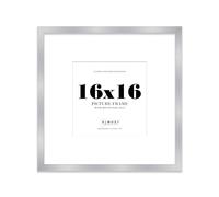 Almost Frameless 16x16 Square Picture Frame, Display Pictures 13x13 With Mat or 16x16 Without Mat, Wall Hanging & Free Standing Photo Frame, Silver, 1 Pack
