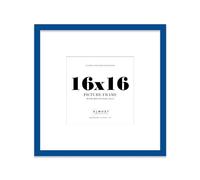 Almost Frameless 16x16 Square Picture Frame, Display Pictures 13x13 With Mat or 16x16 Without Mat, Wall Hanging & Free Standing Photo Frame, Blue, 1 Pack