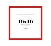 Almost Frameless 16x16 Square Picture Frame, Display Pictures 13x13 With Mat or 16x16 Without Mat, Wall Hanging & Free Standing Photo Frame, Red, 1 Pack