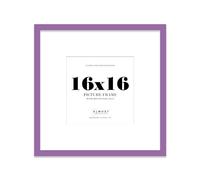 Almost Frameless 16x16 Square Picture Frame, Display Pictures 13x13 With Mat or 16x16 Without Mat, Wall Hanging & Free Standing Photo Frame, Purple, 1 Pack