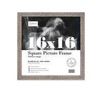 Almost Frameless 16x16 Walnut Ornate Picture Frame 16"x16"(40.6x40.6cm) Poster, Photo, Artwork, or Print. Shabby Chic Style Portrait and Landscape Display with Wall Hooks