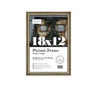 Almost Frameless 18x12 Champaign Ornate Picture Frame 18"x12"(45.7x30.5cm) Poster, Photo, Artwork, or Print. Antique Style Portrait and Landscape Display with Wall Hooks