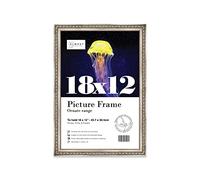 Almost Frameless 18x12 Silver Ornate Picture Frame 18"x12"(45.7x30.5cm) Poster, Photo, Artwork, or Print. Opulent Style Portrait and Landscape Display with Wall Hooks