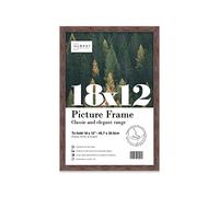 Almost Frameless 18x12 Walnut Picture Frame 18"x12"(45.7x30.5cm) Poster, Photo, Artwork, or Print. Thin Edge Slim Frame Portrait and Landscape Display with Wall Hooks
