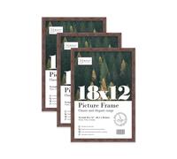 Almost Frameless 18x12 Walnut Picture Frame Set of 3, Display 18x12 Picture Gallery Wall, Poster, Photo, Artwork, or Print, Yellow
