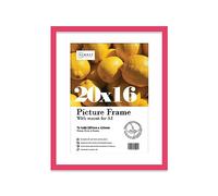 Almost Frameless 20x16 Bright Pink Picture Frame With Mount for A3 Print, Poster or Photo Poster, Photo, Artwork, or Print. Thin Edge Slim Frame Portrait and Landscape Display with Wall Hooks