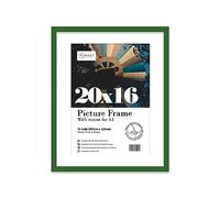 Almost Frameless 20x16 Green Picture Frame With Mount for A3 Print, Poster or Photo Poster, Photo, Artwork, or Print. Thin Edge Slim Frame Portrait and Landscape Display with Wall Hooks