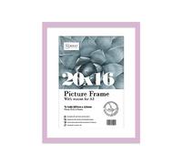 Almost Frameless 20x16 Lilac Picture Frame With Mount for A3 Print, Poster or Photo Poster, Photo, Artwork, or Print. Thin Edge Slim Frame Portrait and Landscape Display with Wall Hooks