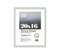 Almost Frameless 20x16 Mint Picture Frame With Mount for A3 Print, Poster or Photo Poster, Photo, Artwork, or Print. Thin Edge Slim Frame Portrait and Landscape Display with Wall Hooks