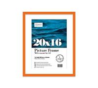 Almost Frameless 20x16 Orange Picture Frame With Mount for A3 Print, Poster or Photo Poster, Photo, Artwork, or Print. Thin Edge Slim Frame Portrait and Landscape Display with Wall Hooks