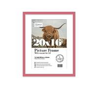 Almost Frameless 20x16 Pink Picture Frame With Mount for A3 Print, Poster or Photo Poster, Photo, Artwork, or Print. Thin Edge Slim Frame Portrait and Landscape Display with Wall Hooks