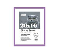 Almost Frameless 20x16 Purple Picture Frame With Mount for A3 Print, Poster or Photo Poster, Photo, Artwork, or Print. Thin Edge Slim Frame Portrait and Landscape Display with Wall Hooks
