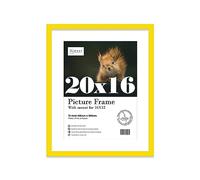 Almost Frameless 20x16 Yellow Picture Frame With Mount for 16x12 Print, Poster or Photo Poster, Photo, Artwork, or Print. Thin Edge Slim Frame Portrait and Landscape Display with Wall Hooks