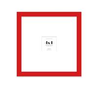 Almost Frameless 4x4 Square Picture Frame, Display Pictures 1x1 With Mat or 4x4 Without Mat, Wall Hanging & Free Standing Photo Frame, Red, 1 Pack