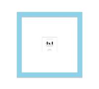 Almost Frameless 4x4 Square Picture Frame, Display Pictures 1x1 With Mat or 4x4 Without Mat, Wall Hanging & Free Standing Photo Frame, Light Blue, 1 Pack