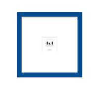 Almost Frameless 4x4 Square Picture Frame, Display Pictures 1x1 With Mat or 4x4 Without Mat, Wall Hanging & Free Standing Photo Frame, Blue, 1 Pack