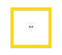 Almost Frameless 4x4 Square Picture Frame, Display Pictures 1x1 With Mat or 4x4 Without Mat, Wall Hanging & Free Standing Photo Frame, Yellow, 1 Pack