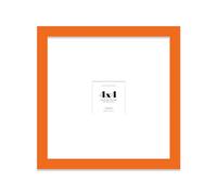 Almost Frameless 4x4 Square Picture Frame, Display Pictures 1x1 With Mat or 4x4 Without Mat, Wall Hanging & Free Standing Photo Frame, Orange, 1 Pack