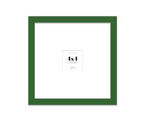 Almost Frameless 4x4 Square Picture Frame, Display Pictures 1x1 With Mat or 4x4 Without Mat, Wall Hanging & Free Standing Photo Frame, Green, 1 Pack