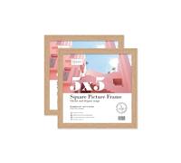 Almost Frameless 5x5 Oak Picture Frame Set of 2, Display 5x5 Picture Gallery Wall, Poster, Photo, Artwork, or Print, Oak, Square