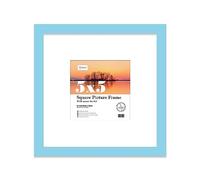 Almost Frameless 5x5 Picture Frame, Display Pictures 3X3 With Mat or 5x5 Without Mat, Wall Hanging & Free Standing Photo Frame, Light Blue, 1 Pack
