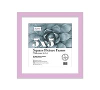 Almost Frameless 5x5 Picture Frame, Display Pictures 4x4 With Mat or 5x5 Without Mat, Wall Hanging & Free Standing Photo Frame, Lilac, 1 Pack