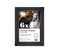 Almost Frameless 6x4 Black Ornate Picture Frame 6"x4"(15.2x10.2cm) Poster, Photo, Artwork, or Print. Antique Style Portrait and Landscape Display with Wall Hooks