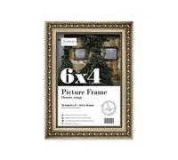 Almost Frameless 6x4 Champaign Ornate Picture Frame 6"x4"(15.2x10.2cm) Poster, Photo, Artwork, or Print. Opulent Style Portrait and Landscape Display with Wall Hooks