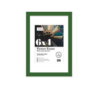Almost Frameless 6x4 Green Picture Frame With Mount for 4x3 Print, Poster or Photo Poster, Photo, Artwork, or Print. Thin Edge Slim Frame Portrait and Landscape Display with Wall Hooks