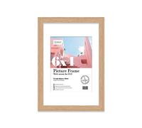Almost Frameless 6x4 Oak Picture Frame With Mount for 4x3 Print, Poster or Photo Poster, Photo, Artwork, or Print. Thin Edge Slim Frame Portrait and Landscape Display with Wall Hooks