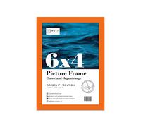 Almost Frameless 6x4 Orange Picture Frame 6"x4"(15.2x10.2cm) Poster, Photo, Artwork, or Print. Thin Edge Slim Frame Portrait and Landscape Display with Wall Hooks