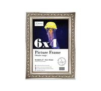 Almost Frameless 6x4 Silver Ornate Picture Frame 6"x4"(15.2x10.2cm) Poster, Photo, Artwork, or Print. Shabby Chic Style Portrait and Landscape Display with Wall Hooks