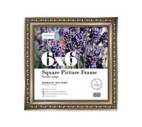 Almost Frameless 6x6 Gunmetal Ornate Picture Frame 6"x6" (15.2x15.2cm) Poster, Photo, Artwork, or Print. Shabby Chic Style Portrait and Landscape Display with Wall Hooks
