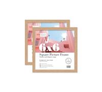 Almost Frameless 6x6 Oak Picture Frame Set of 2, Display 6x6 Picture Gallery Wall, Poster, Photo, Artwork, or Print, Oak, Square
