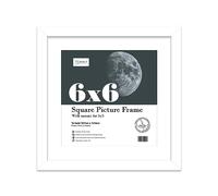Almost Frameless 6x6 Picture Frame, Display Pictures 5x5 With Mat or 6x6 Without Mat, Wall Hanging & Free Standing Photo Frame, White, 1 Pack