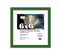 Almost Frameless 6x6 Picture Frame, Display Pictures 5x5 With Mat or 6x6 Without Mat, Wall Hanging & Free Standing Photo Frame, Green, 1 Pack