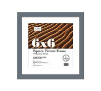 Almost Frameless 6x6 Picture Frame, Display Pictures 5x5 With Mat or 6x6 Without Mat, Wall Hanging & Free Standing Photo Frame, Grey, 1 Pack