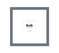 Almost Frameless 6x6 Square Picture Frame, Display Pictures 3x3 With Mat or 6x6 Without Mat, Wall Hanging & Free Standing Photo Frame, Grey, 1 Pack