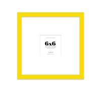 Almost Frameless 6x6 Square Picture Frame, Display Pictures 3x3 With Mat or 6x6 Without Mat, Wall Hanging & Free Standing Photo Frame, Yellow, 1 Pack