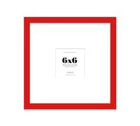 Almost Frameless 6x6 Square Picture Frame, Display Pictures 3x3 With Mat or 6x6 Without Mat, Wall Hanging & Free Standing Photo Frame, Red, 1 Pack