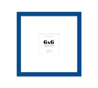 Almost Frameless 6x6 Square Picture Frame, Display Pictures 3x3 With Mat or 6x6 Without Mat, Wall Hanging & Free Standing Photo Frame, Blue, 1 Pack