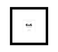 Almost Frameless 6x6 Square Picture Frame, Display Pictures 3x3 With Mat or 6x6 Without Mat, Wall Hanging & Free Standing Photo Frame, Black, 1 Pack