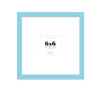 Almost Frameless 6x6 Square Picture Frame, Display Pictures 3x3 With Mat or 6x6 Without Mat, Wall Hanging & Free Standing Photo Frame, Light Blue, 1 Pack