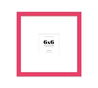 Almost Frameless 6x6 Square Picture Frame, Display Pictures 3x3 With Mat or 6x6 Without Mat, Wall Hanging & Free Standing Photo Frame, Bright Pink, 1 Pack